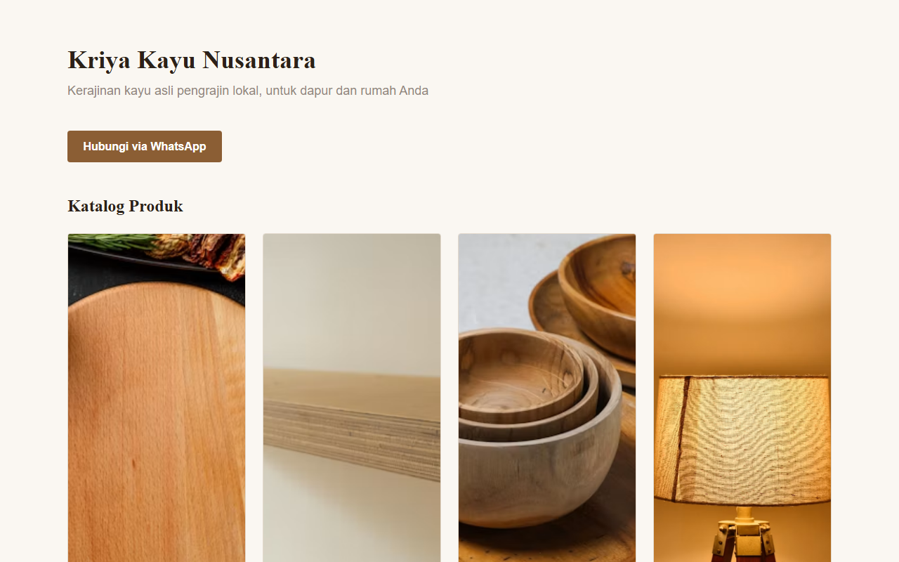 Cuplikan layar Website Store